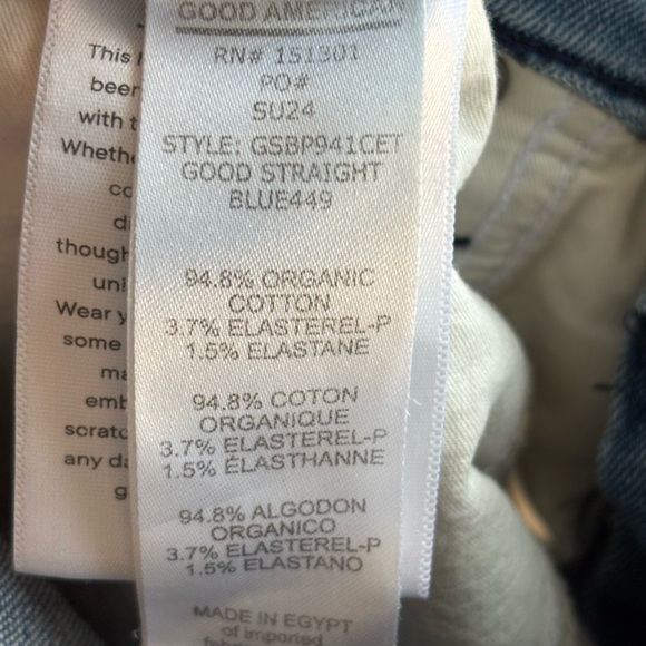 GOOD AMERICAN Good Legs Distressed Straight Jeans Women's Size 8 Blue GSBP941CET - Picture 3 of 9